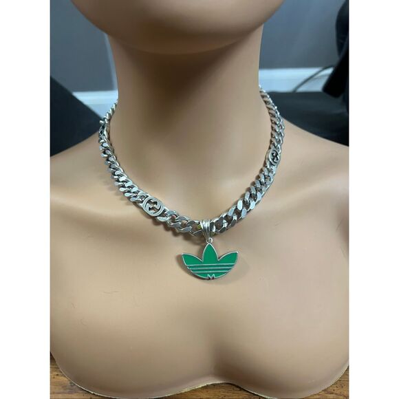 Gucci double g x adidas chunky chain reversible silver tone necklace unisex - Picture 1 of 11
